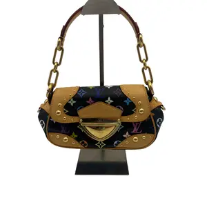 Pre-owned Louis Vuitton Black Multicolore Monogram Leather Gold Stud Chain Shoulder Bag