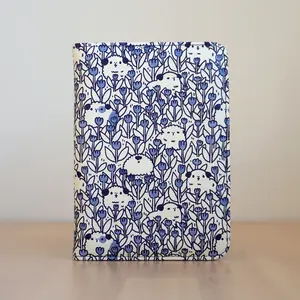 Noristudio Guinea Pigs and Tulips Pattern RFID Blocking Passport Wallet  in Navy Blue and Ivory
