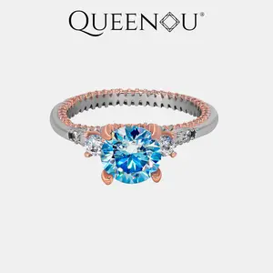 【276】Blue Synthetic Moissanite Ring