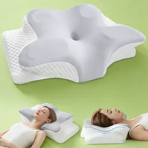 Dual-Use Butterfly Neck Pillow Slow Rebound Material Multi-Position Neck Support Cervical Pillow Classic Polyester Design