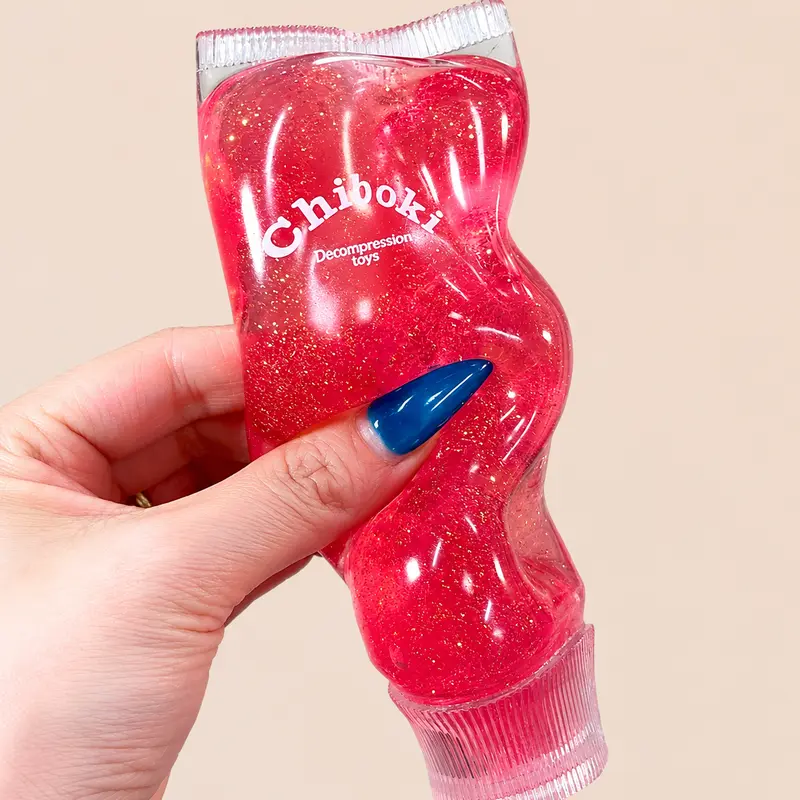 Chiboki Kawaii Squishy Fidgets - Stretchy Soft Thin-Skin Portable Desktop Mood Helper, Realistic Moldable Toothpaste Tube, Cool Mint Scent, 3 Vibrant Styles, Glitter Pink Option, Unisex Party Favor, Christmas Holiday Gift for Study Pressure Ease