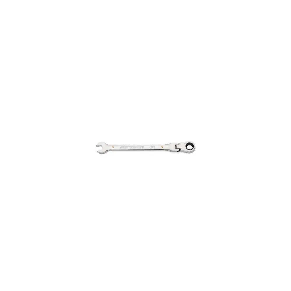 Gearwrench KD86709 9 mm Steel Alloy 90-Tooth Ratcheting Combination Wrench - 12-Point Ratcheting Box-End, Flexible, Bright Full Polish Chrome Finish, 6.19 in, 0.13 lbs, Ideal for Tight Spots