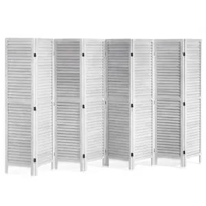 VEVOR Wood Room Divider, 8 Panel Wood Folding Privacy Screen, 66.9 Inches Tall Indoor Louvered Wooden Partition, Portable Decoration Screen, for Room Separation, Home, Office, Restaurant & Bedroom