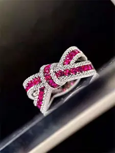1 PC Elegant Sparkling Zircon Inlay Cubic Zirconia Inlaid Zircon Ring For Women For Wedding Engagement Party Jewelry Valentine's Day Gift Artificial Zircon Rings