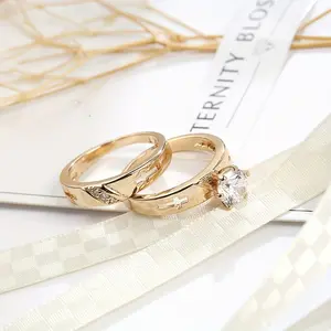 2025 New 2pcs Luxury Geometric Elegant Cross Couples Ring for Women Wedding Men Engagement Party Jewelry Accessories
