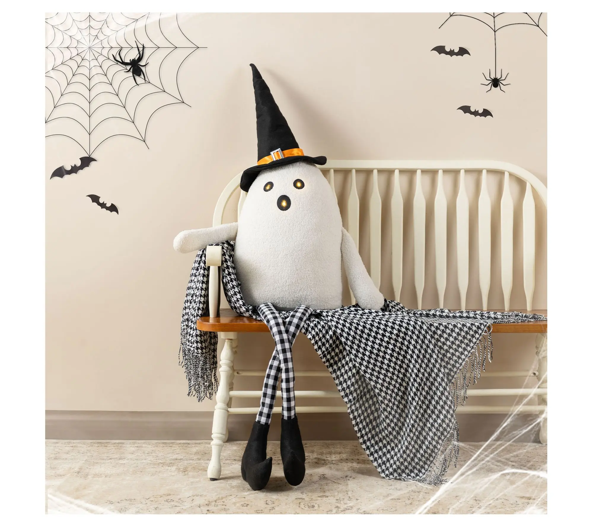 Glitzhome 65" Halloween Lighted Lanky Legs Ghost Shelf Sitter Glitzhome 65" Halloween Lighted Lanky Legs Ghost Shelf Sitter