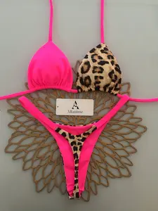 New Beach Pool Party Sexy Casual Fashion Leopard Print Halter Bikini Set, Women's Two-Piece Swimsuit, Stylish and Comfortable
