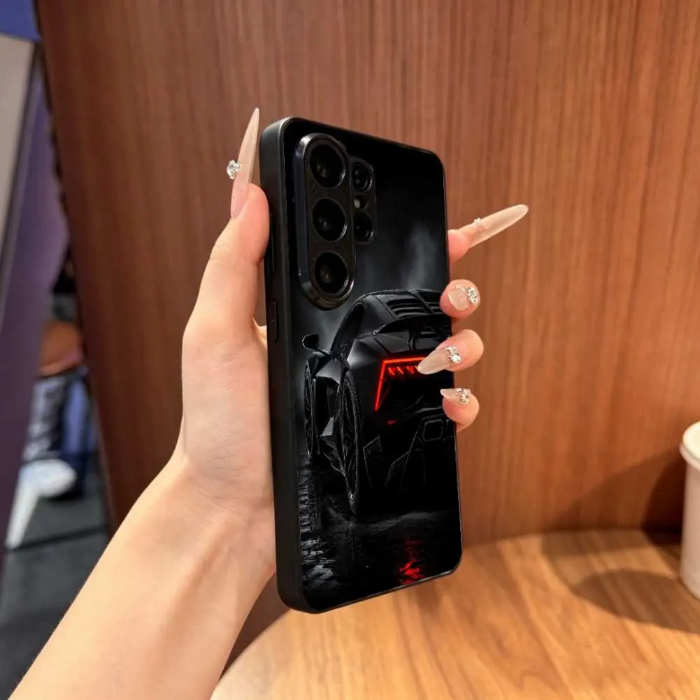 Compatible with  S21/S22/S23/S24/S25/S26 Pro/Plus/Ultra/FE/Edge Series Dark Sports Car Rear Night Shot Heat Transfer Print Phone Case, Aluminum Plate Back Panel Protective Cover HNN-03519