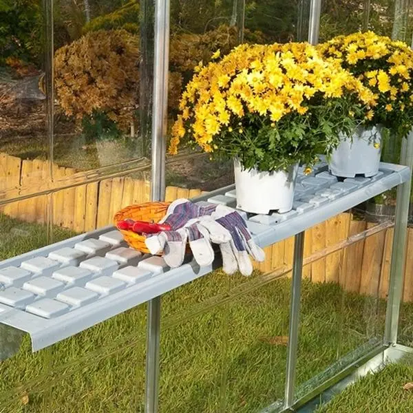 Palram-Canopia HG1007 Metal Wall Mount Greenhouse Shelf Kit, 10x48in Adjustable to Any Level, All-Climates Durable Garden Supply, Easy to Assemble