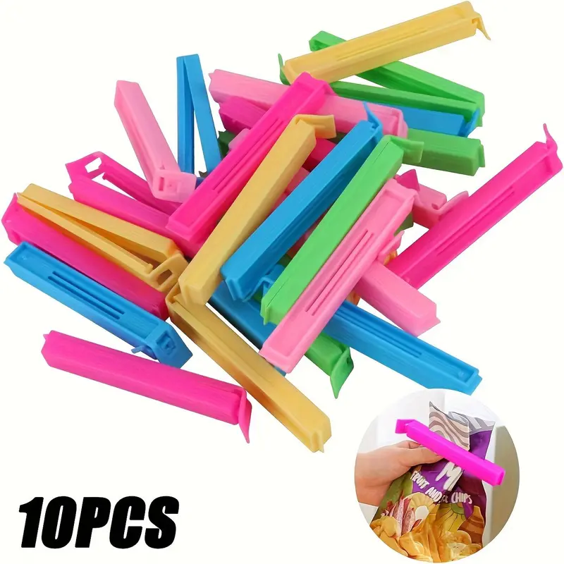 Random Color Food Bag Clip for Food Storage, 10pcs Portable Food Fresh-keeping Sealing Clamp, Reusable Moisture-proof and Dust-proof Clips for Various Plastic Bags, Kitchen Utensils Set, Kitchen Accessories