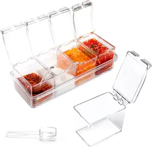 SICANDAENHK Spice Organizer Box - Home Kitchen Storage Solution, Tames Messy Jars, Prevents Lost Lids, Viral Home Organizer Essential Bottles Tin Canister