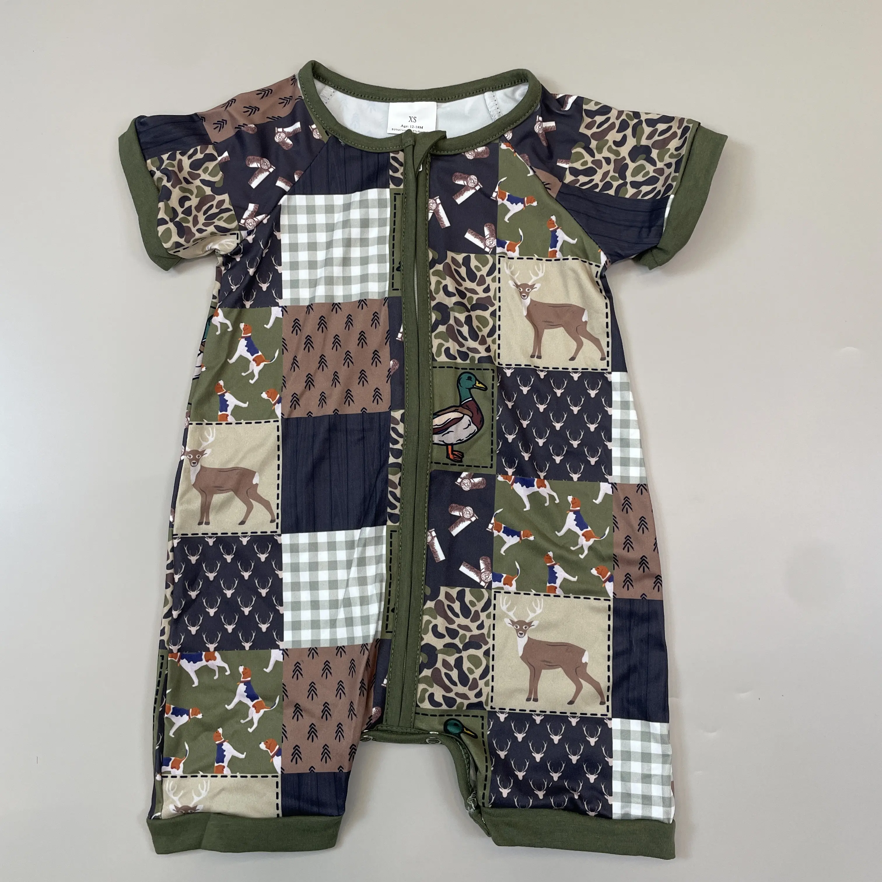 kids clothes boy summer zip romper camo clothing baby deer hunting onesie