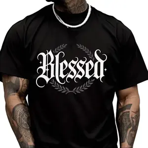 Blessed Gothic Script 100% Cotton T-Shirt, Christian Faith Streetwear Tee