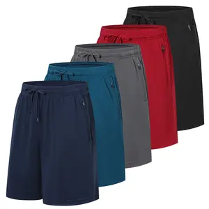 5 Pack Mens Athletic Shorts Quick Dry Gym Running Workout Basketball Shorts for Men Plain Design with Drawstring and Side Pockets