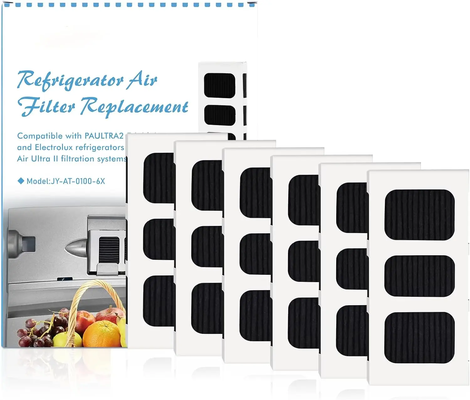 Refrigerator Air Filter Replacement for Frigidaire PAULTRA2 Pure Air Ultra II - Compatible with Electrolux ELPAULTRA2 - Freshen Your Fridge with Activated Carbon Air Filter - 6 Packs