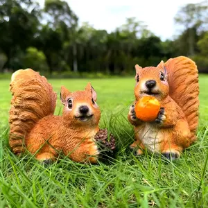 CrossBorder Animal Simulation Squirrel Resin Sculpture for Garden Yard Craft Decor Synthetic Material