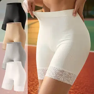 Morelect 3/4 Pcs High Waisted Boyshorts for Women, Delicate Lace Detail Safety Panties, Breathable Lightweight Spring Summer, Seamfree Stretchy Comfort, Everyday Briefs.