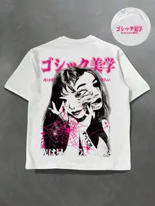 Japanese beautiful women can wear short sleeved t-shirts for both men and women, including cotton aesthetic geometric pentagram printed shirts, cool unisex t-shirts, European and American street fashion casual summer short sleeved Y2K style Streetwear