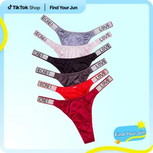 6-pack Women's  letter rhinestone thongs, soft, comfortable and breathable underwear, suitable for daily wear, sports, and four-season multi-pack underwear size for S-XL