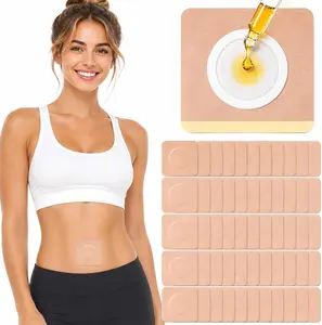 50Pcs Castor Oil Patches,(Oil Not Included) Organic Cotton Castor Oil Pack Wrap Disposable Self-Adhesive Belly Button Patch Cover for Castor Oil, Mess-Free Anti Leakage No Wash Castor Oil Packs for Stomach