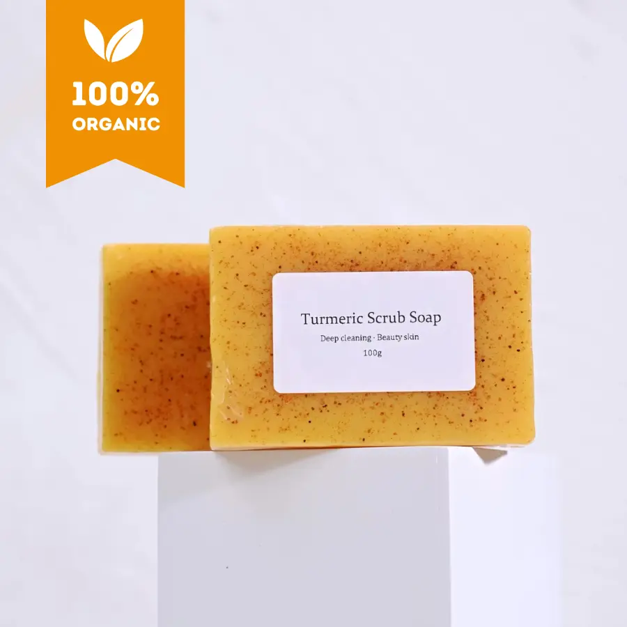 Turmeric Glow Face Bar - 100% Organic Natural Turmeric Soap for Deep Cleansing & Exfoliating - Gentle Moisturizing Formula for All Skin Types - 100g Eco-Friendly Golden Yellow Bar Soap