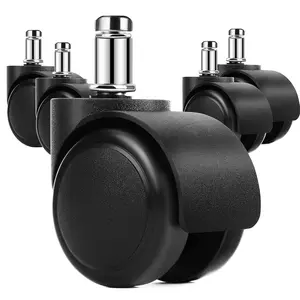 2" Office Chair Wheels Heavy Duty Replacement, Mute Rubber Rotating Desk Chair Caster Wheels, Safe for All Floors Including Hardwood, Universal Standard Stem Size Fits 99%, Set of 5