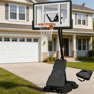 Basketball Hoop Outdoor with 44 Inch Shatterproof Backboard, 5.25-10FT Height Portable Basketball Hoop with Sandbag, Adjustable Basketball Goal System (New 44inch Backboard)