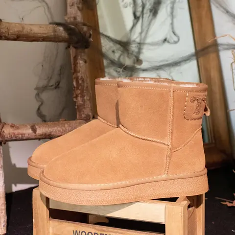 XIXITIAO Women's Suede Upper Slip-On Ankle Boots - Waterproof, Anti-Slip, Faux Fur Lined, Platform Footwear for Winter Fall, Mid-Calf Option