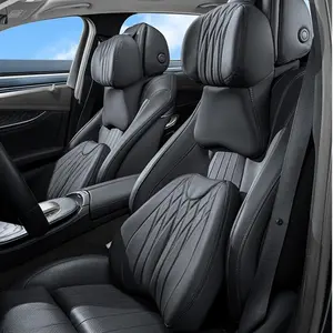 Car Headrest & Waist Support Pillow, Breathable PU Leather Car Neck Pillow, Universal Car Interior Accessories for Women & Men