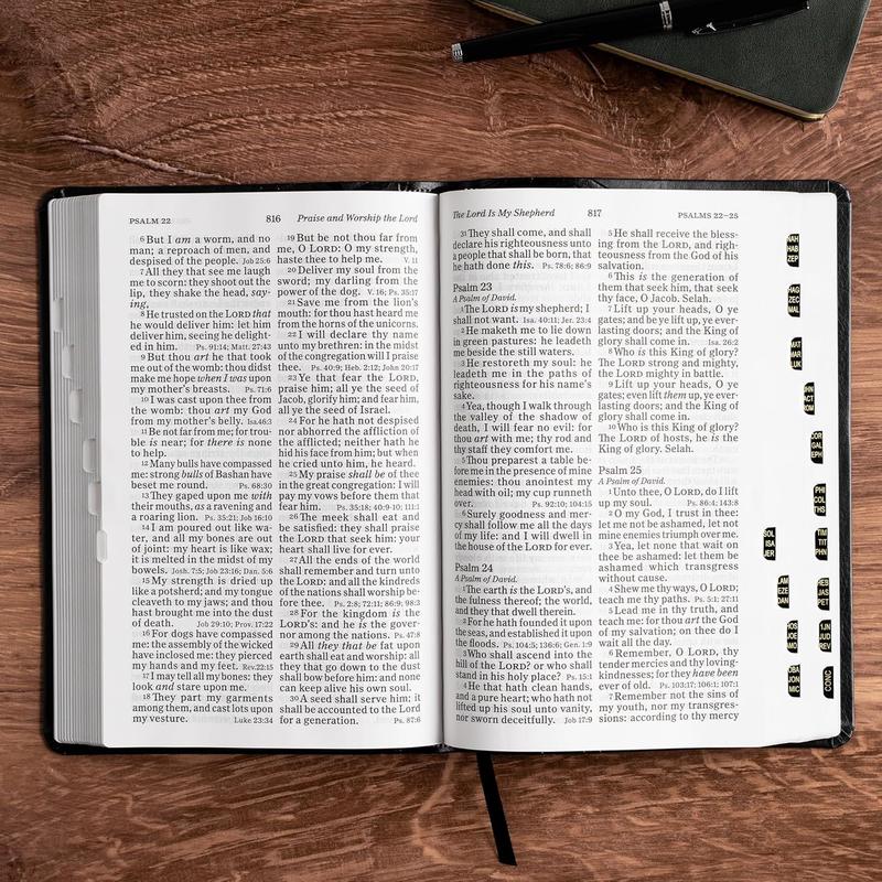 KJV Large Print Personal Size Reference Bible, Charcoal LeatherTouch Crown of Thorns, Indexed, KJV Holy Bible, Red Letter, Pure Cambridge Text, Presentation Page, Cross-References, Full-Color Maps