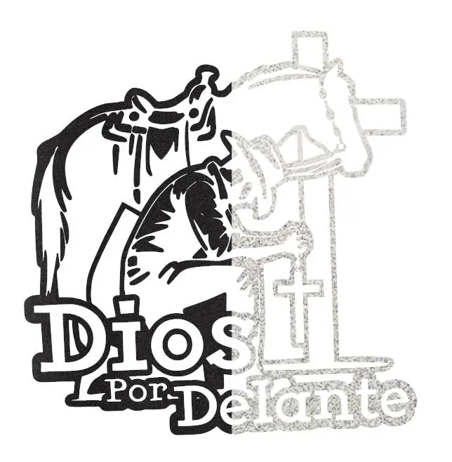 Radiant Dios Por Delante Vaquero Vinyl Decal Sticker UV & Waterproof Bumper Window Laptop Automotive Water Bottle Gift accessories – BLACK REFLECTIVE 5.2"