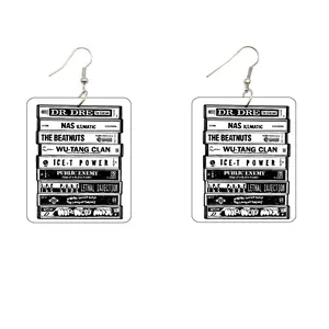 Hip-Hop Rap Cassettes Wooden Earrings