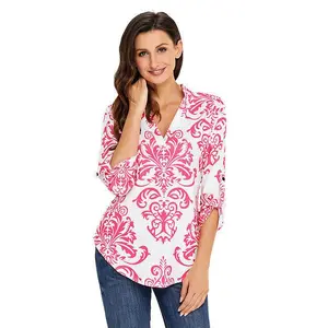 Damask Print V Neck Tunic (Curvy) Damask Print V Neck Tunic (Curvy)