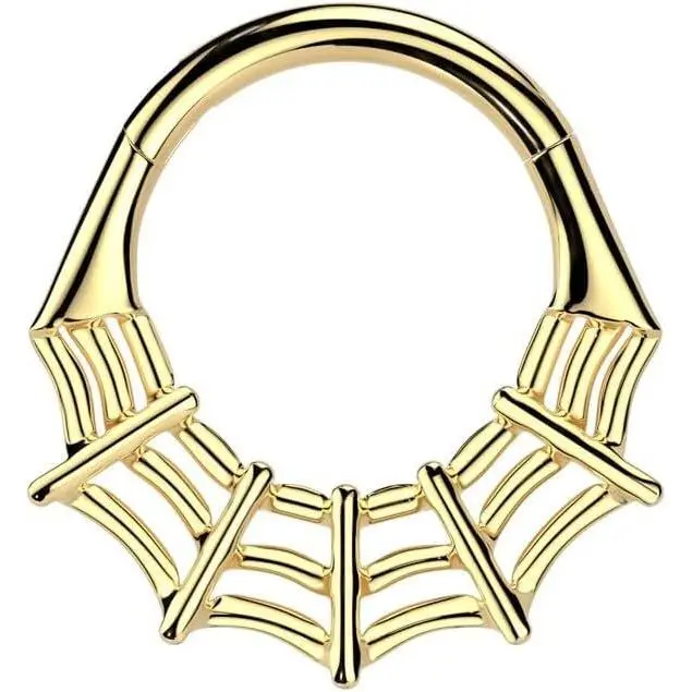 16GA ASTM F-136 Implant Grade Titanium Spiderweb Hinged Segment Clicker Ring