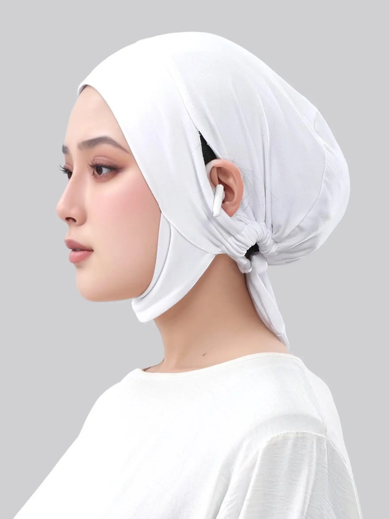 New Ear-Hole Design Inner Cap Hijab Undercap, Comfortable Soft High Stretch Jersey Turban, Daily Wear Modesty Headscarf, Sleep Hat, Hijab For Muslim, 1pc