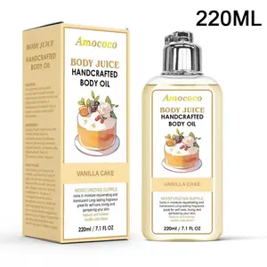 Vanilla Cake Body Oil 220ml - Luxurious Moisturizing Nourishing Fragrance for Radiant Skin Care, Alcohol-Free Scented Lotion for Dry Skin