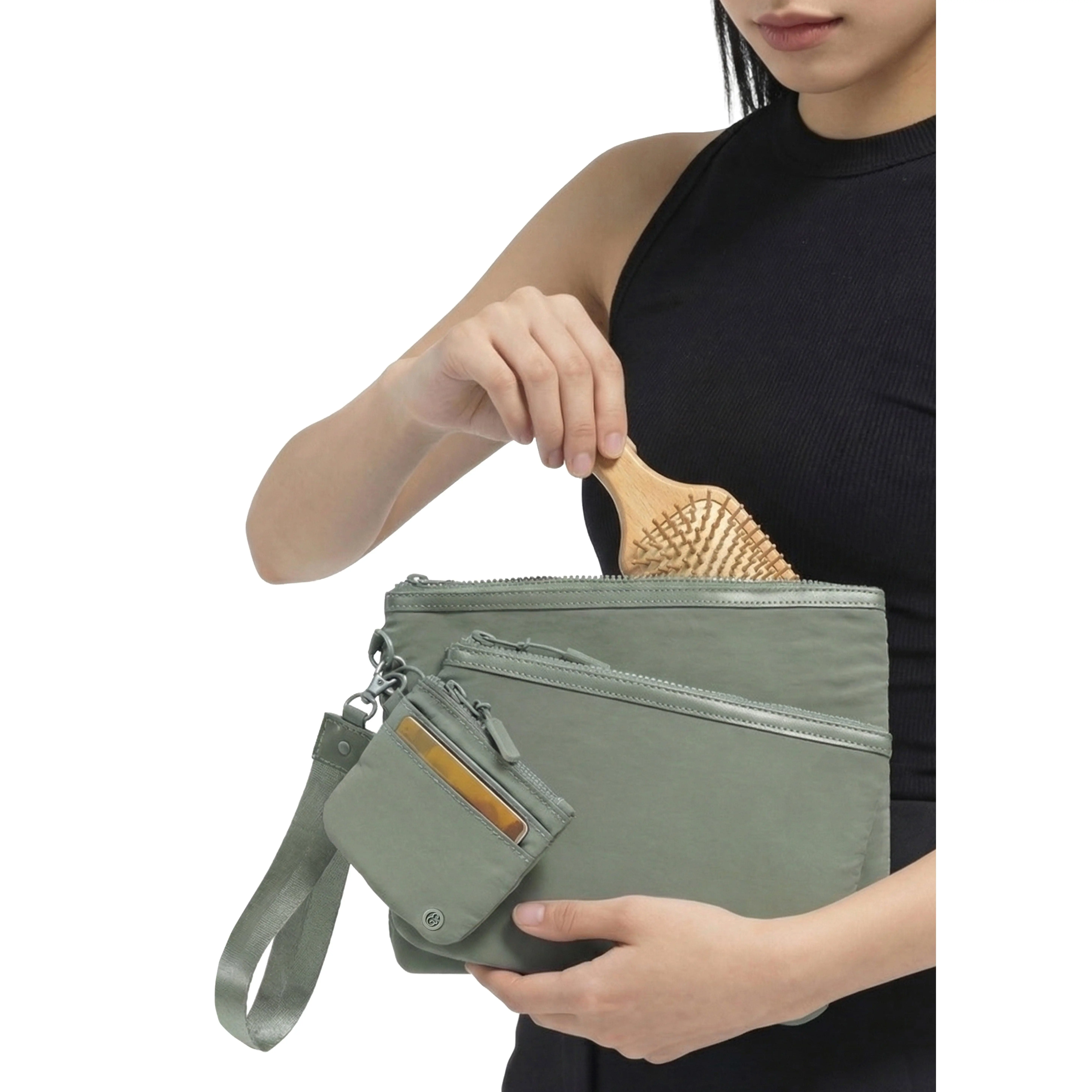 Joan & David The Hold-All Sport Nylon 4 Piece Set Wristlet Pouches, Card Case, Keychain Lanyard 4 Piece Set
