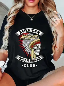 100% Cotton American Motorcycle Indian Bikers Club - Chopper Biker T-Shirt