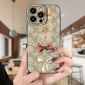 Mobile phone case with a bow pattern, concave black TPU soft protective case, birthday or holiday gift for men and women, suitable for Easter/Valentine's Day/Ramadan/St. Patrick's Day/Christmas/New Year, suitable for 16iPhone 15 14 13 12 11 Plus Pro Max