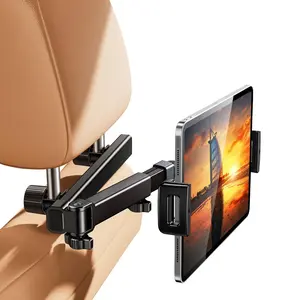 Car Headrest Tablet Holder, Back Seat Mount for for 4.7-12.9" iPad | Adjustable Extension Arm & 360° Rotating Clamp with Anti-Slip Pads,Metal Rod Easy Install on Headrest Poles,for Backseat Kids