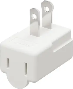 Polarized 2-Prong L Type Adapter, Horizontal Angled AC Adapter, NEMA 1-15P  Outlet Saver Extension Adapter, High Heat Resistant 2Pin Left Angled Adapter