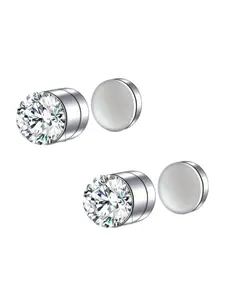 1 Pair of Minimalist Punk Style Magnetic Fake Nose Ring Jewelry or Ear Studs, Silvery Non Perforated Nose or Ear Studs Dual-use, Suitable for Daily Wear By Men and Women, Unique Gift