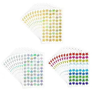 1800 Pcs Star Stickers Metallic Glitter Star Stickers Colorful Gold Star Stickers Holographic Foil Star Stickers Reward Stickers 0.6" Star Stickers for Scrapbooking Classroom Teacher Supplies