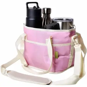 Insulated Drink Carrier Bag for 4 Cups, Reusable Drink Carrier with Handle, Water Bottle Holder with Strap, Family Size 4 Compartment Drink Bag, Water Bottle Holder with Adjustable Strap, Drink Caddy Tote for Travel, Car and Delivery