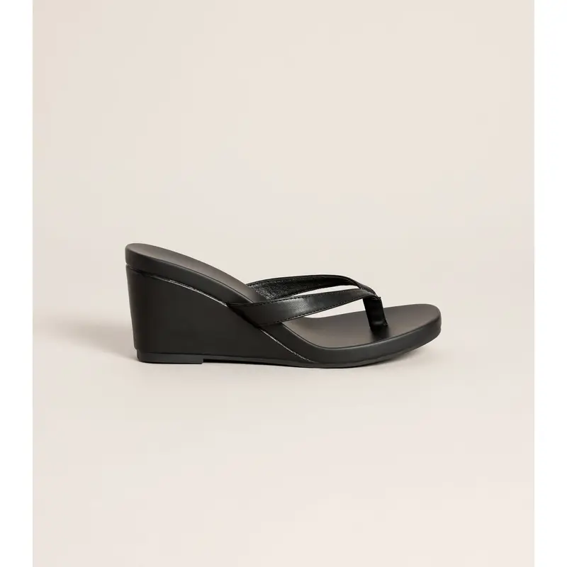 Elevated Look Faux Leather Wedge Sandals