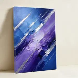Best-selling luxury-themed canvas painting with blue, purple, and silver foil abstract texture – a popular choice for home decor