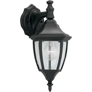 Designers Fountain Waterbury Outdoor Light Fixture, 14.25 Inch Exterior Wall Lantern Sconce for Front Door, Patio and Porch, Black, 2461-BK