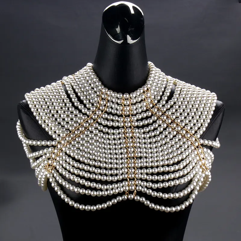 Hot Selling Pearl Handmade Shoulder Chain Trendy Women's Necklace Multi-layer Back Chain