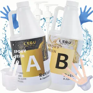 LEQU Casting Epoxy Resin,Bubble Free & Crystal Clear Epoxy Resin Kit,2 Part Resin and Hardener for Jewelry Making,Crafts,Tumbler,Art Acrylic Beads Mix Beading Accessories tiktokshopspringglowup