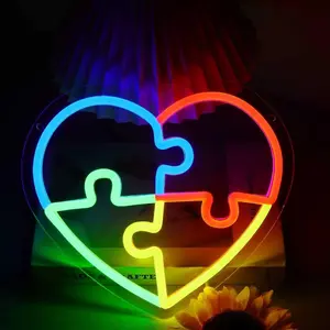 Colorful LED Light Sign for Wall Decoration, Heart-shaped LED Neon Light for Autism, USB Powered, Suitable for Offices, Bedrooms, Autism Classrooms, Room Decoration, Bedroom Decor, Office Decoration, Decorative Lighting, Led Mood Light